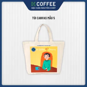 Túi Tote Vải Canvas Cherry - Bố Ngồi Làm Việc