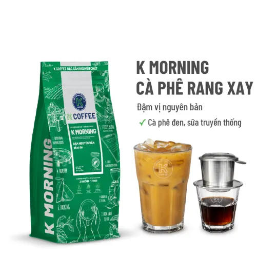 cách pha cà phê rang xay k morning 227g