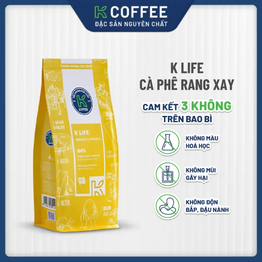 cà phê rang xay k life cam kết 3 không