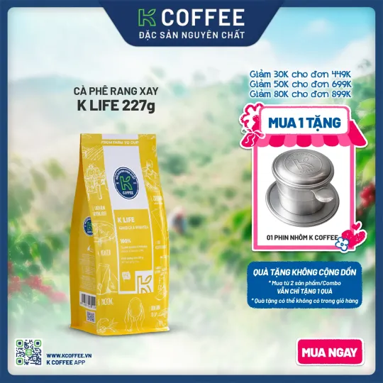 cà phê rang xay k life mua 1 tặng phin