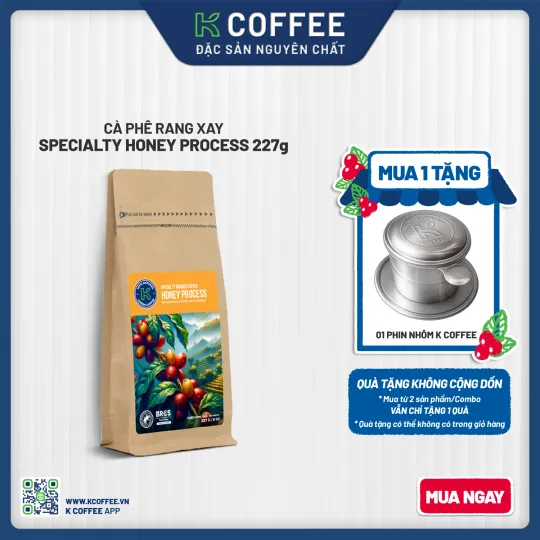 cà phê rang xay arabica honey process 227g tặng phin