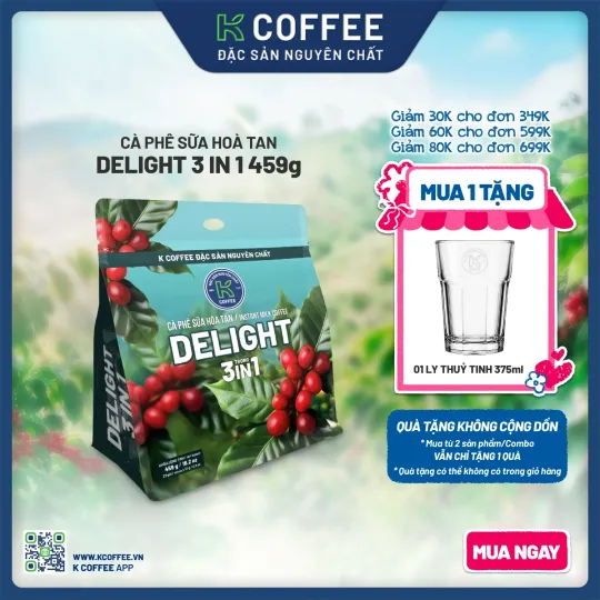 delight 3in1 459g mua 1 tặng ly