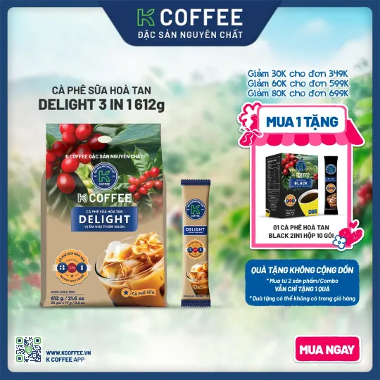 delight 3in1 612 mua 1 tặng cà phê đen