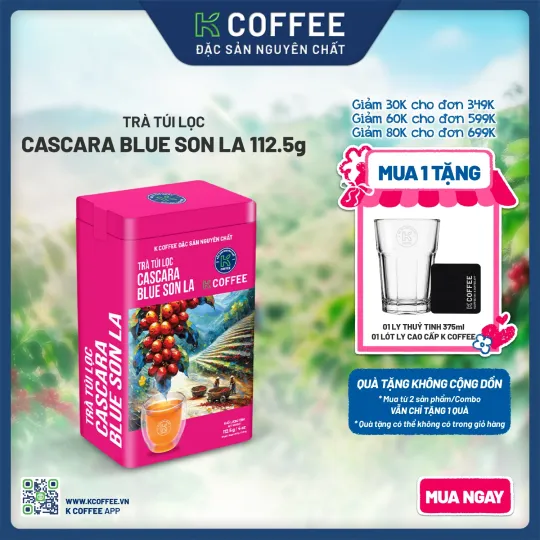 hộp thiếc trà cascara blue sơn la 112g k coffee tặng 2