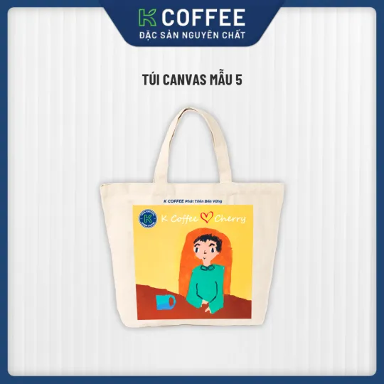 Túi Tote Vải Canvas Cherry - Bố Ngồi Làm Việc
