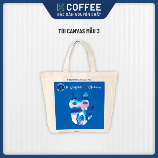 Túi Tote Vải Canvas Cherry - Mèo Trừu Tượng