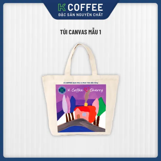 Túi Tote Vải Canvas Cherry - Nhà Của Ngoại