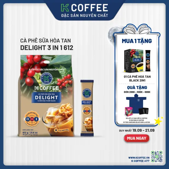 delight 3in1 612 mua 1 tặng cà phê đen