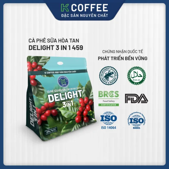 chứng nhận của cà phê sữa hòa tan delight 3in1 459